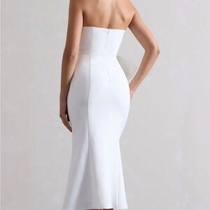Club L London To Me White Bandeau Midi Dress With Oversized Bow